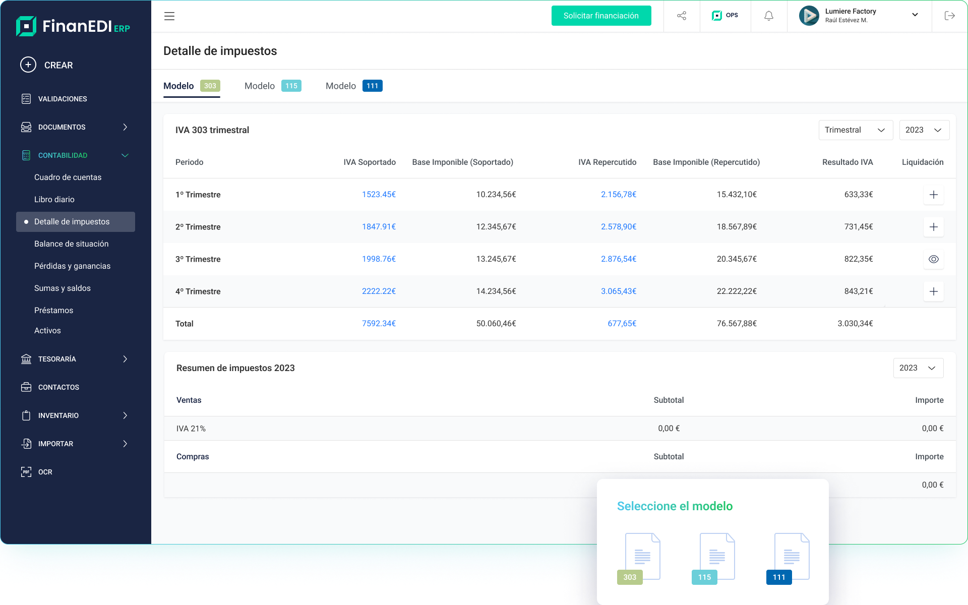 screenshot of FinanEDI