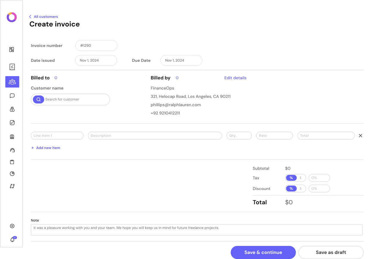 screenshot of FinanceOps