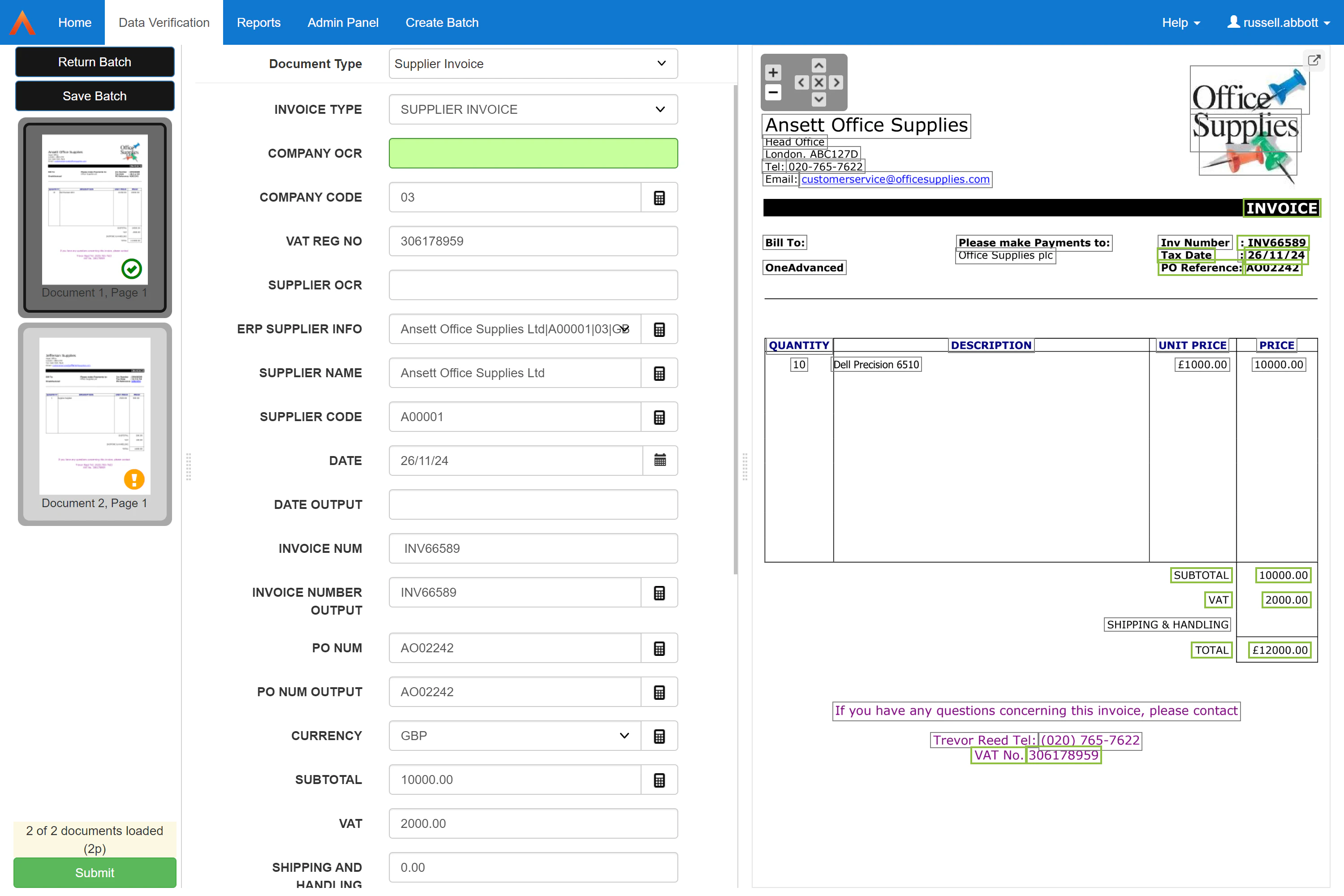 screenshot of Financials