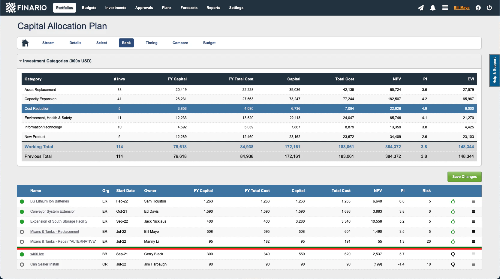 screenshot of Finario