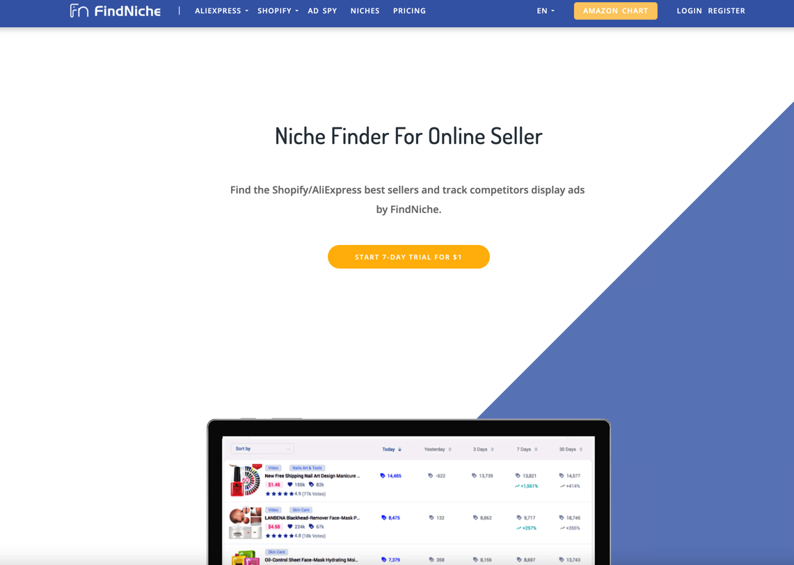 screenshot of FindNiche