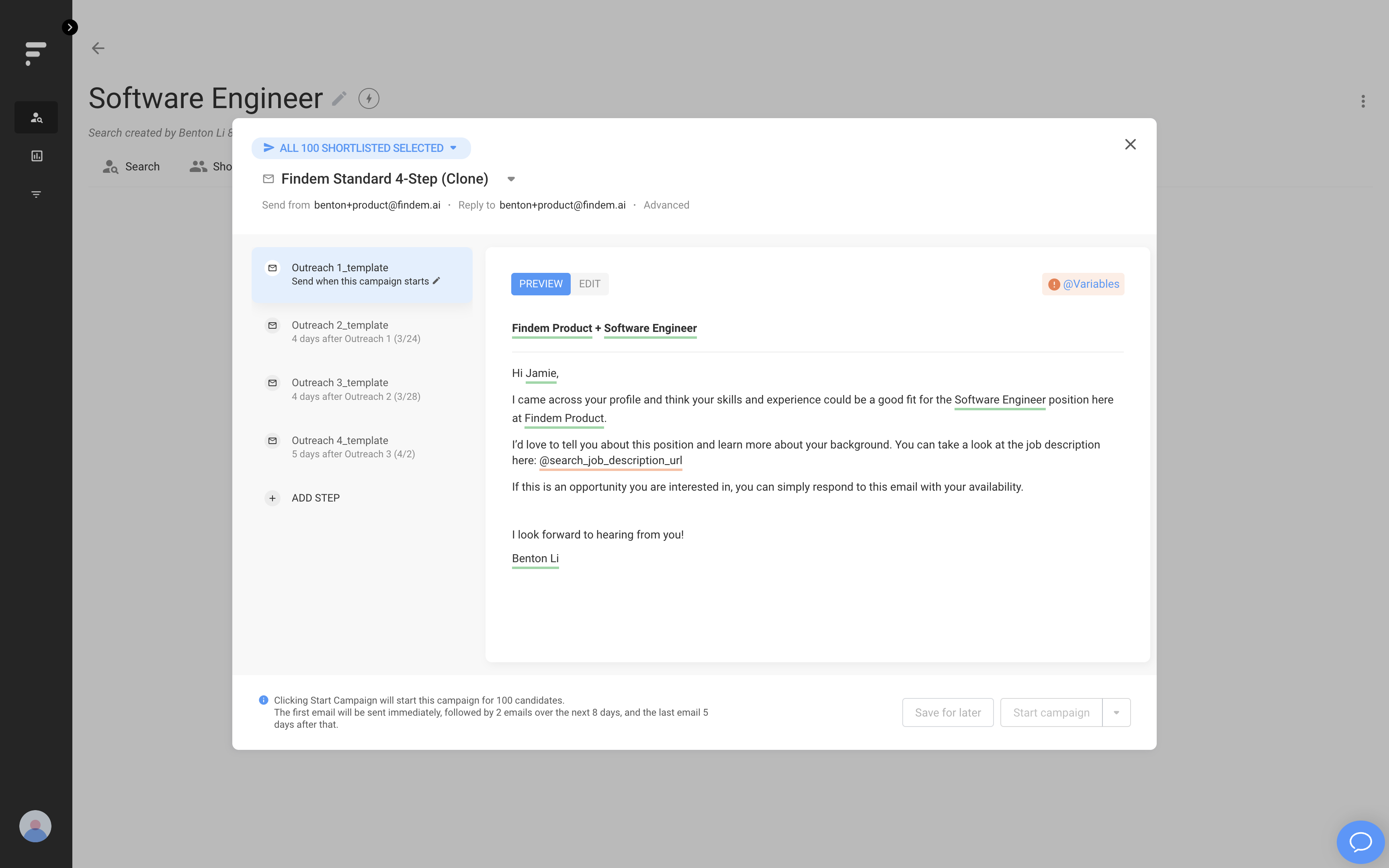 screenshot of Findem