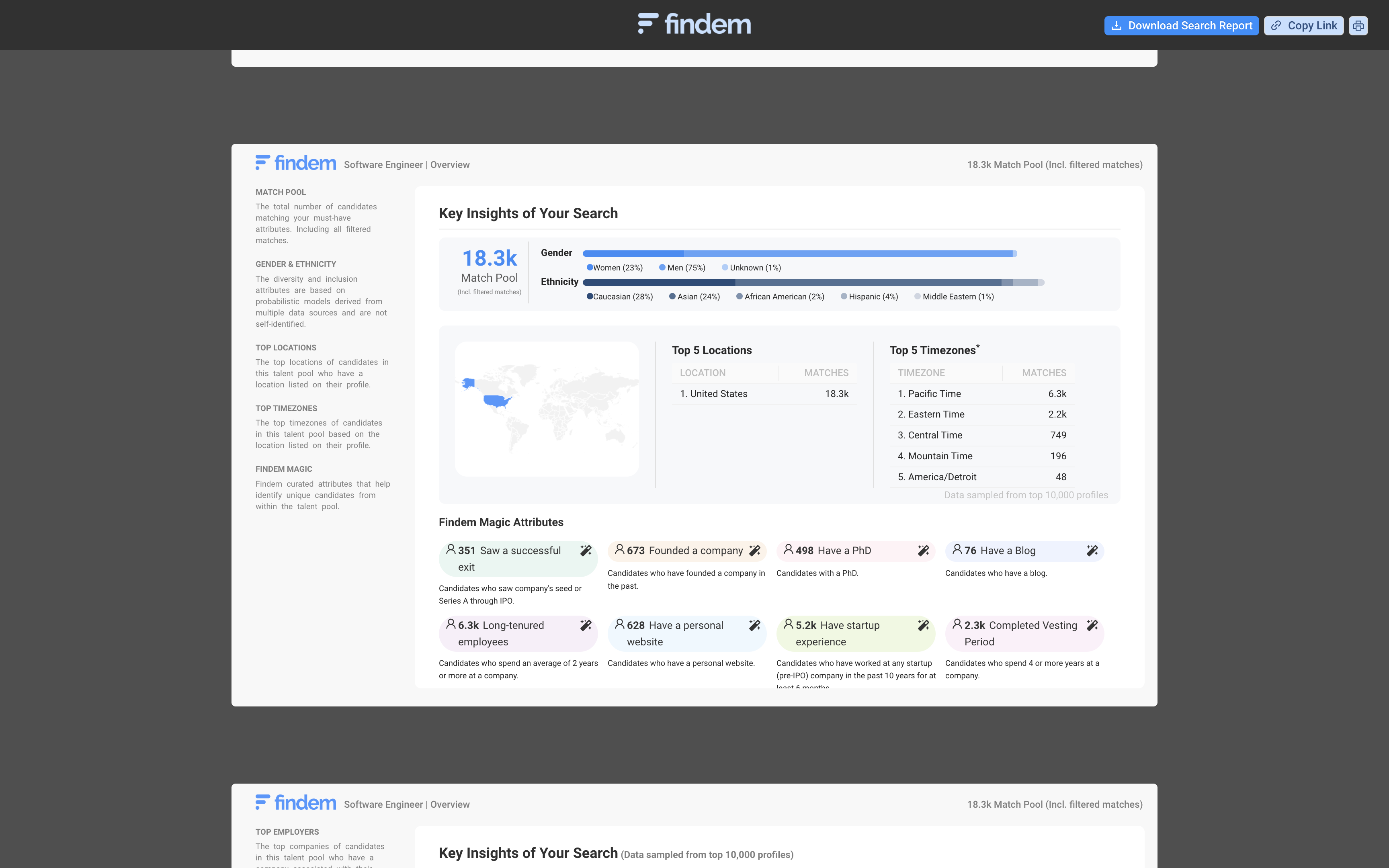 screenshot of Findem