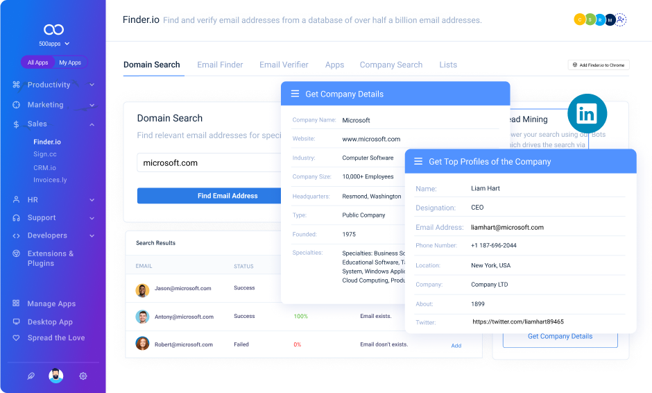 screenshot of Finder.io