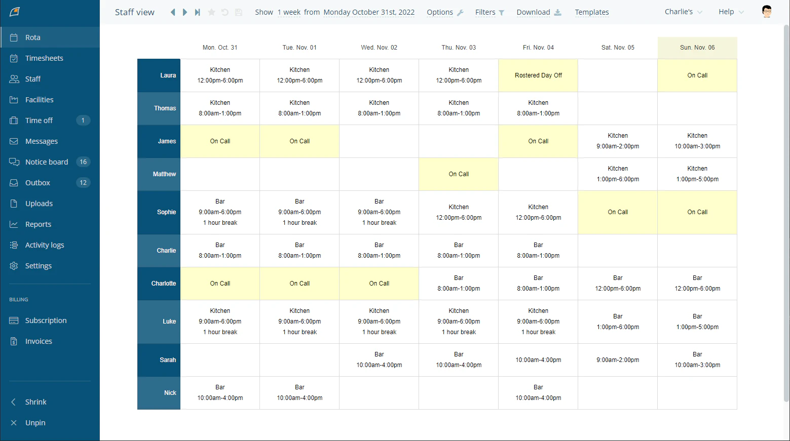 screenshot of Findmyshift