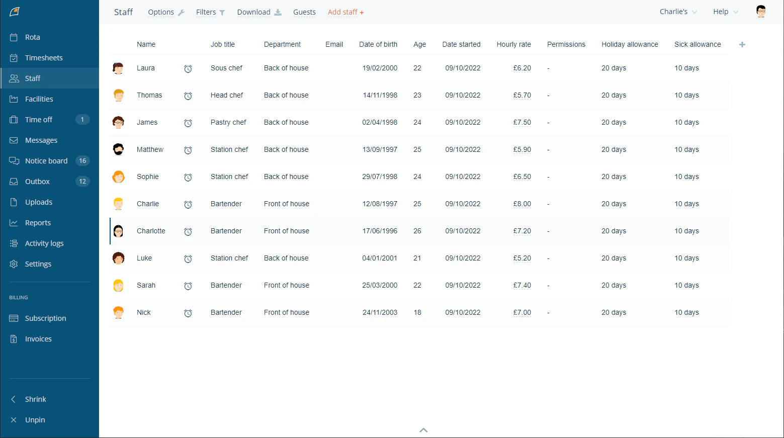 screenshot of Findmyshift