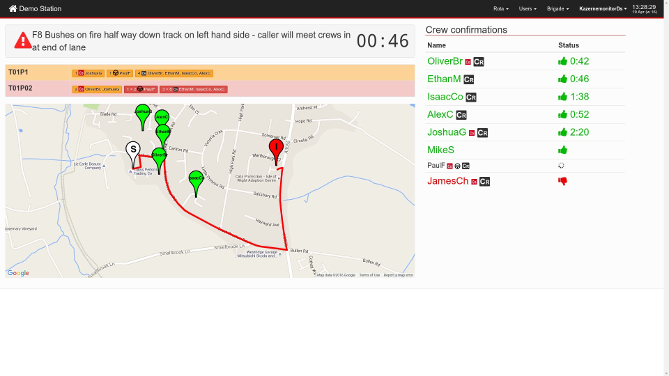 screenshot of FireServiceRota