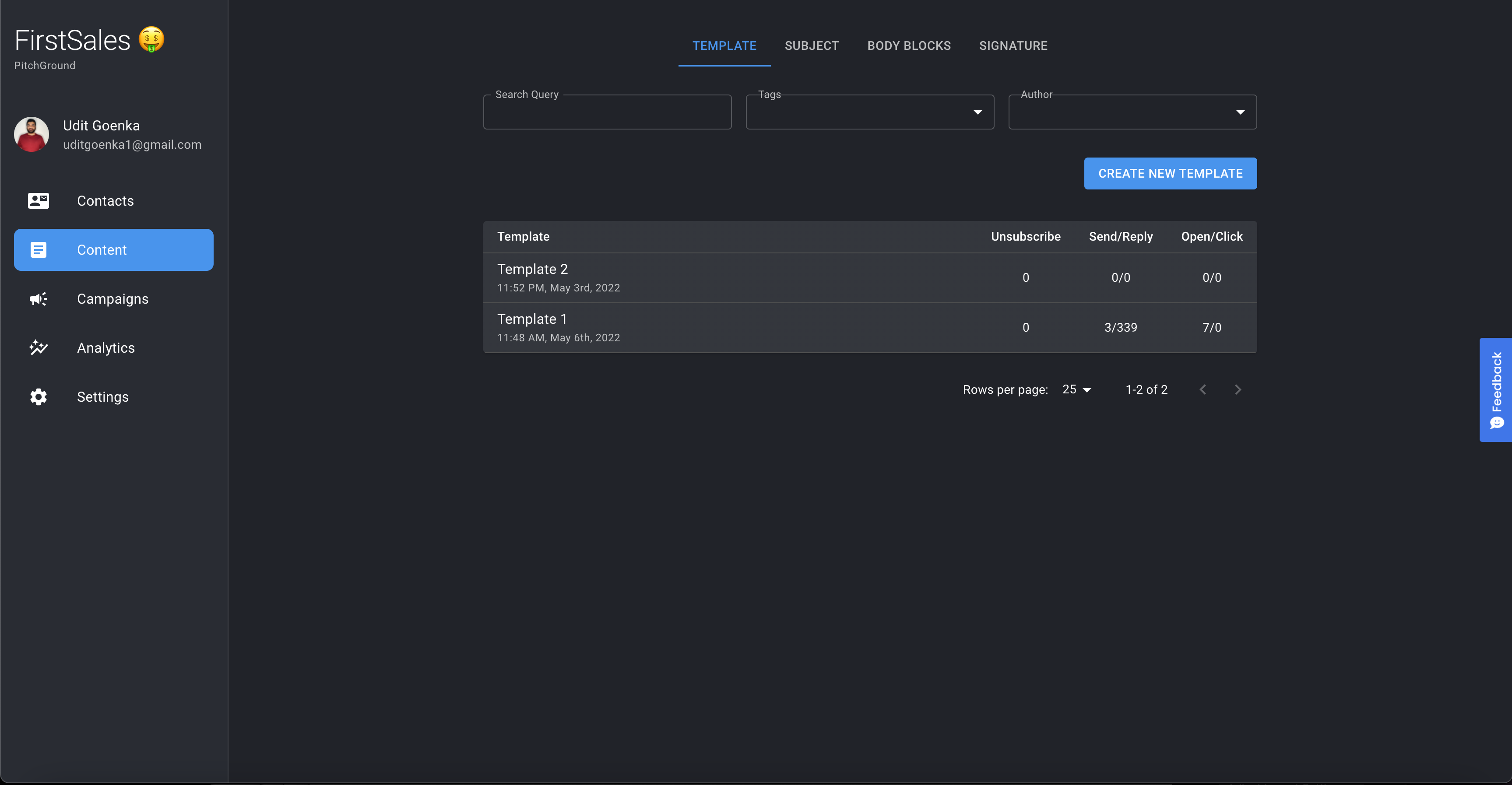 screenshot of FirstSales