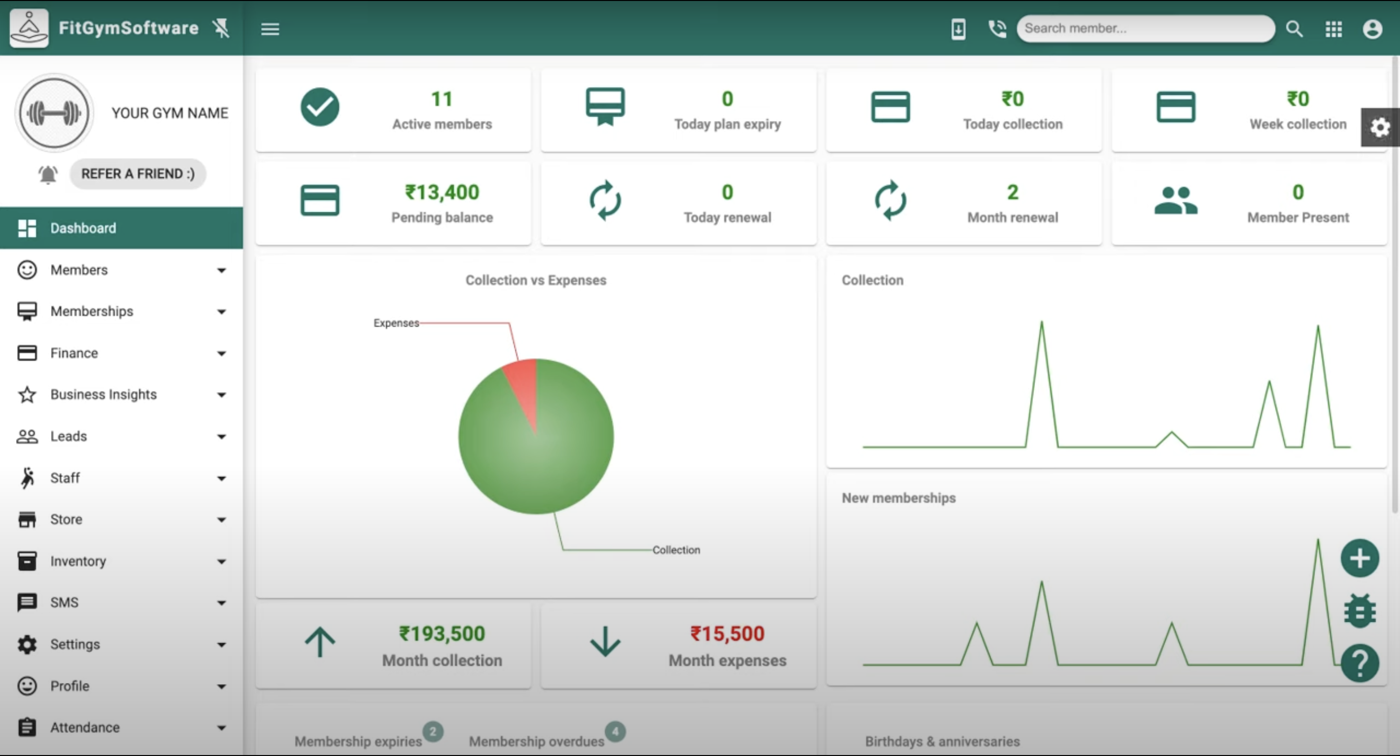 screenshot of FitGymSoftware