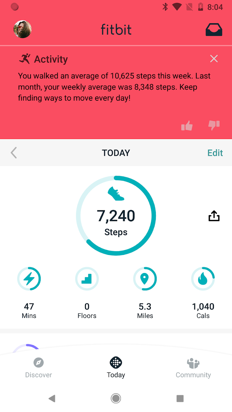 screenshot of Fitbit