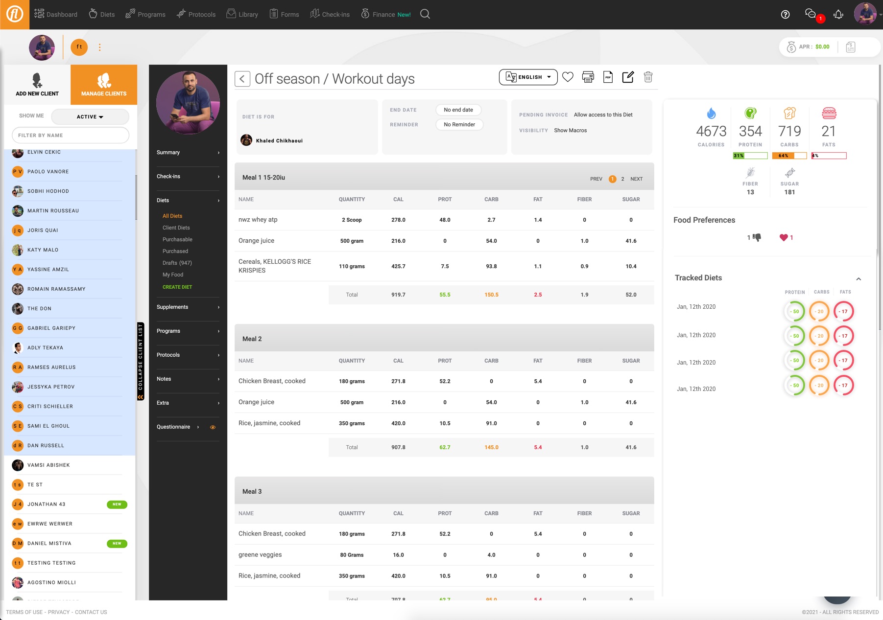 screenshot of Fitlog