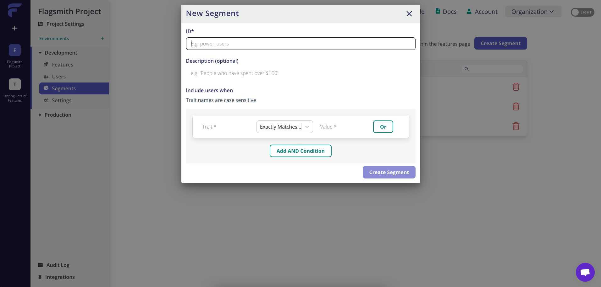 screenshot of Flagsmith