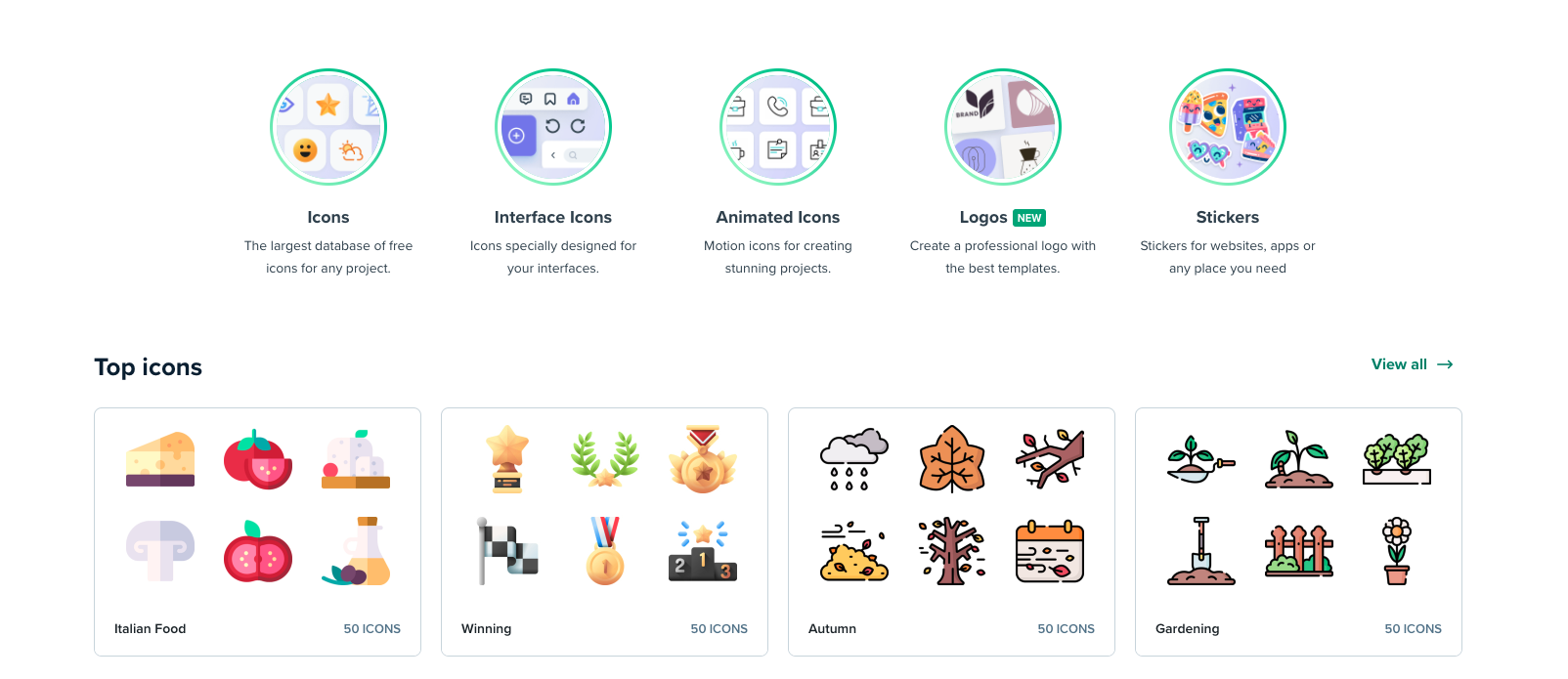 screenshot of Flaticon