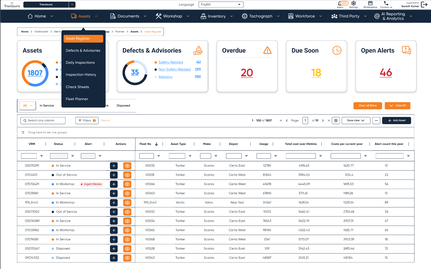 screenshot of FleetNow