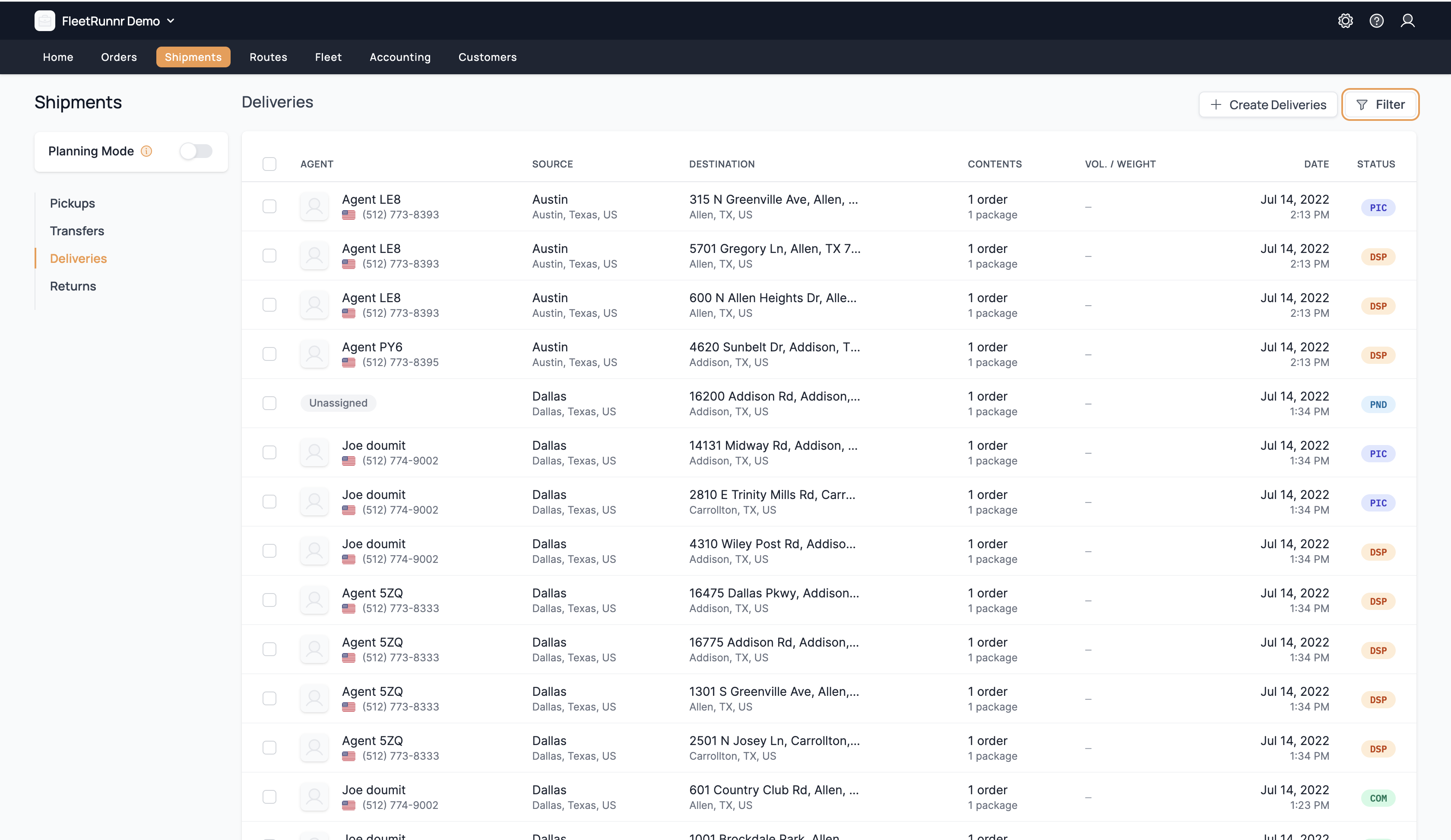 screenshot of FleetRunnr