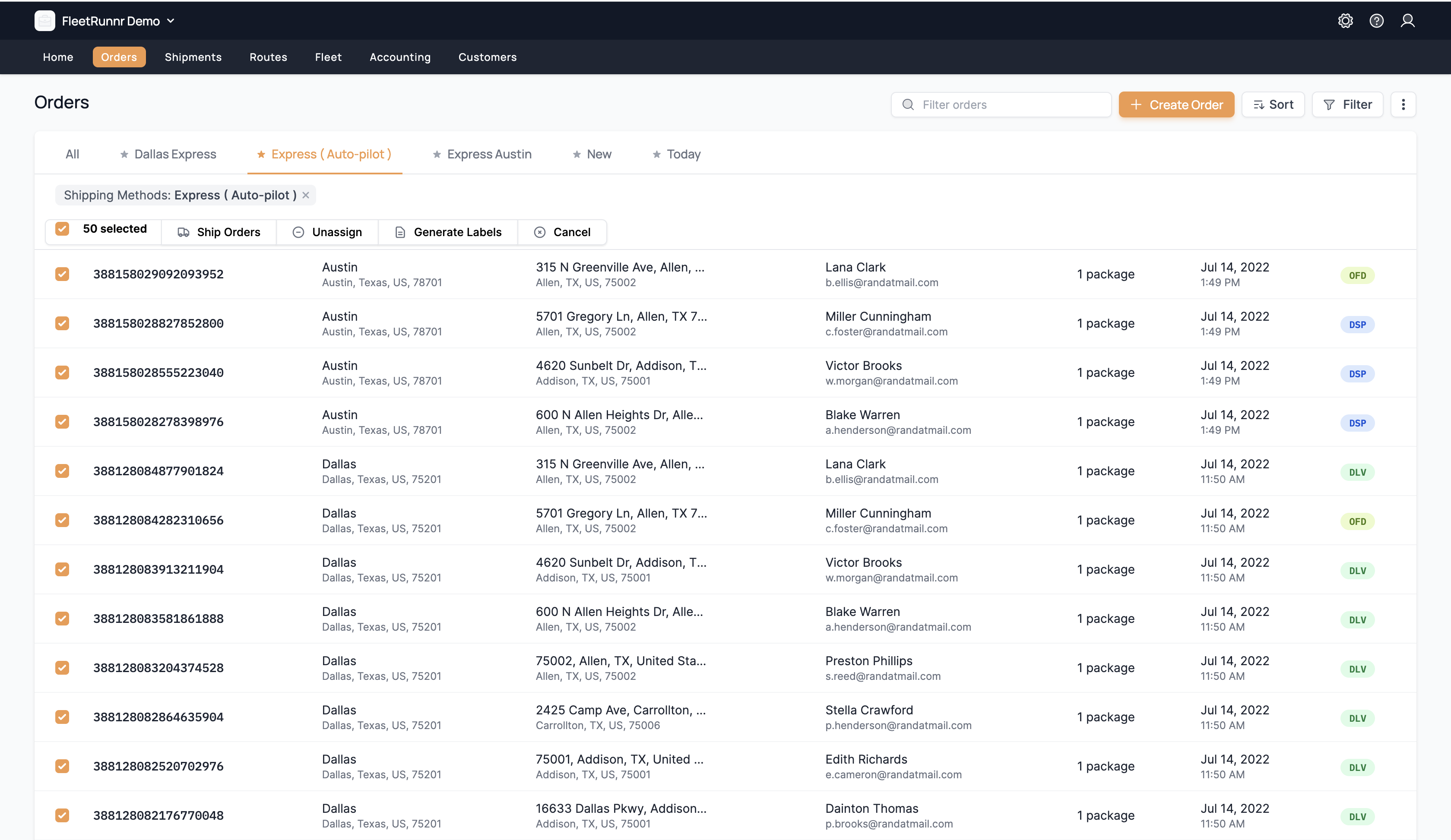 screenshot of FleetRunnr