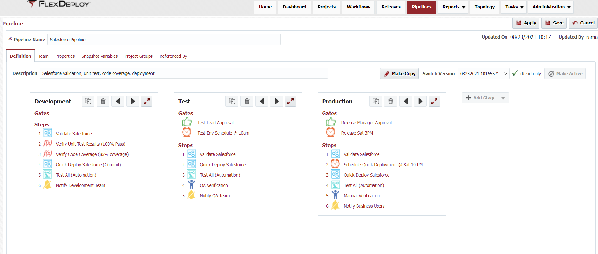 screenshot of FlexDeploy