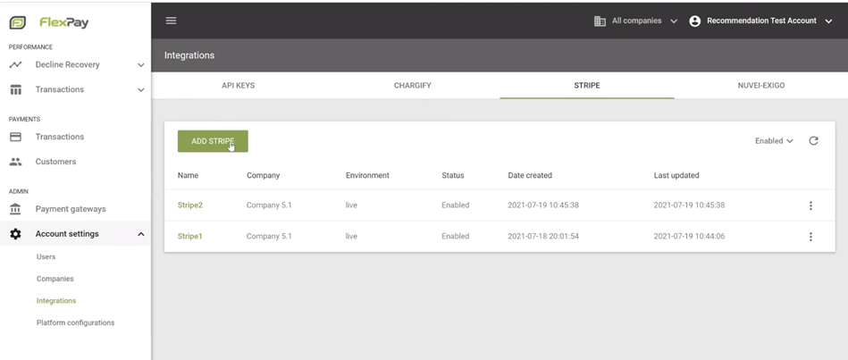 screenshot of FlexPay