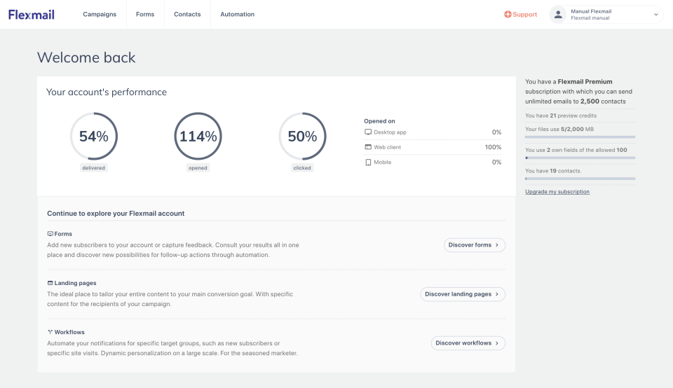 screenshot of Flexmail
