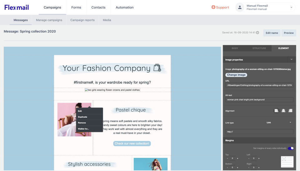 screenshot of Flexmail