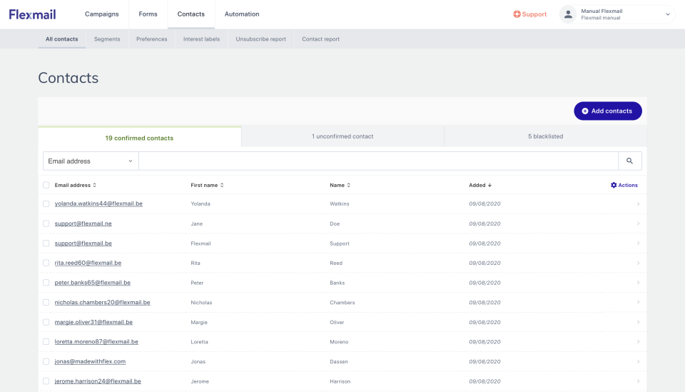 screenshot of Flexmail