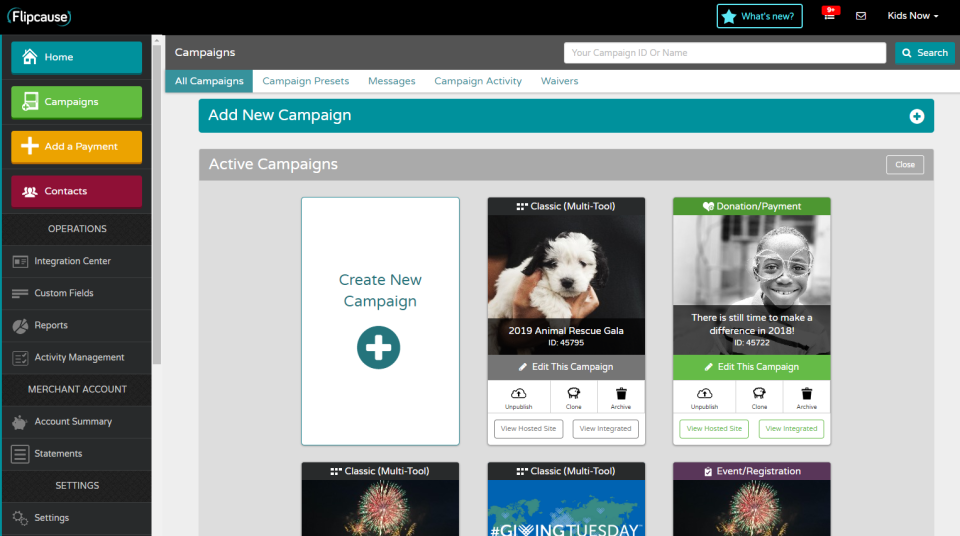 screenshot of Flipcause