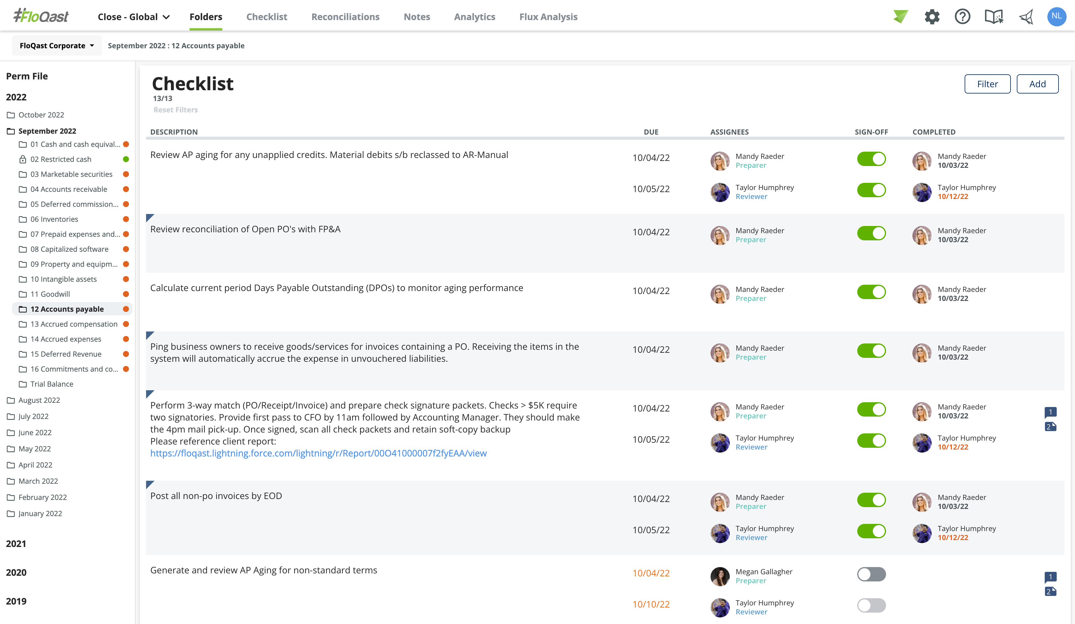 screenshot of FloQast