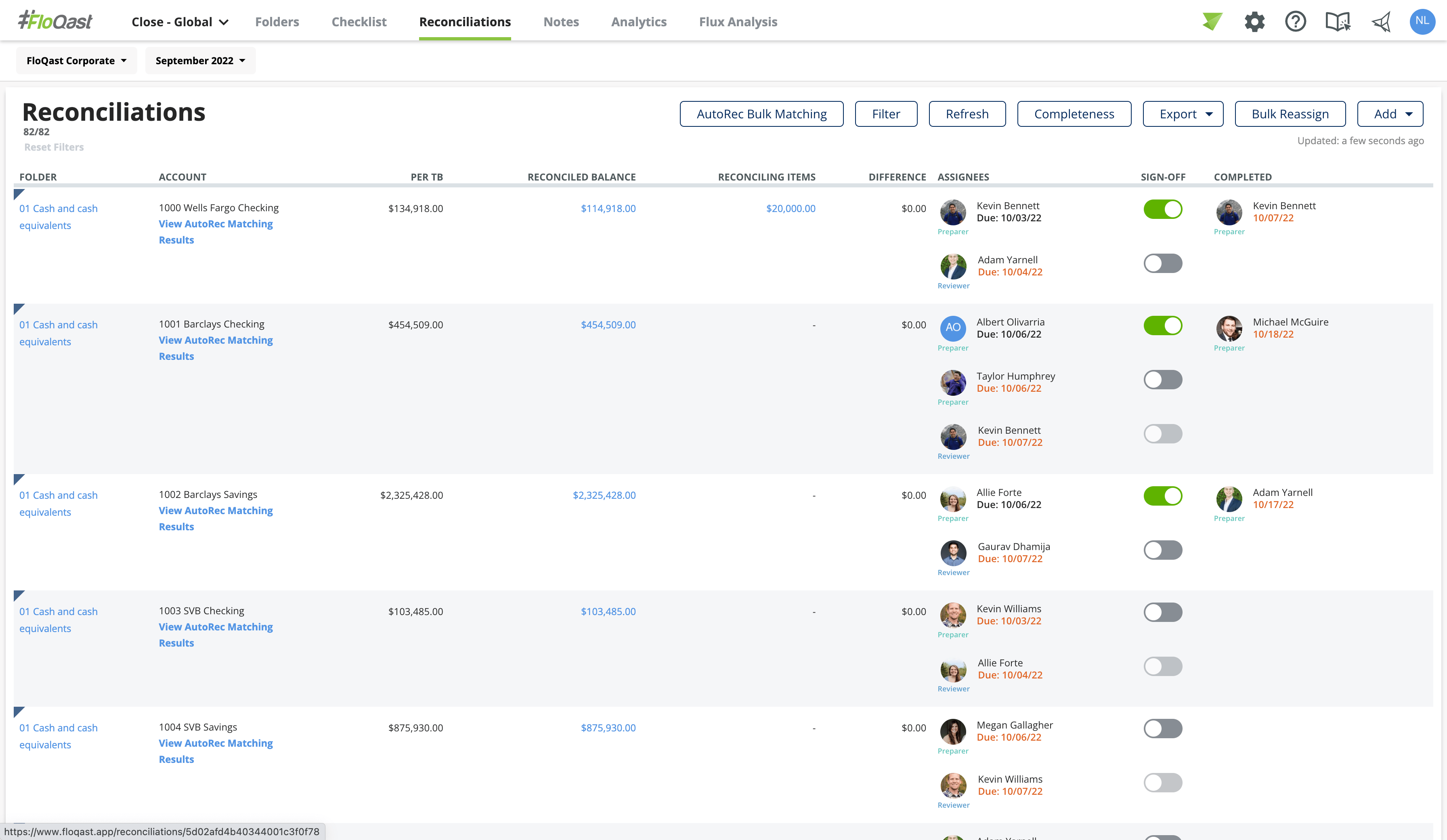 screenshot of FloQast