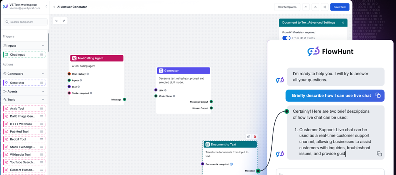 screenshot of FlowHunt