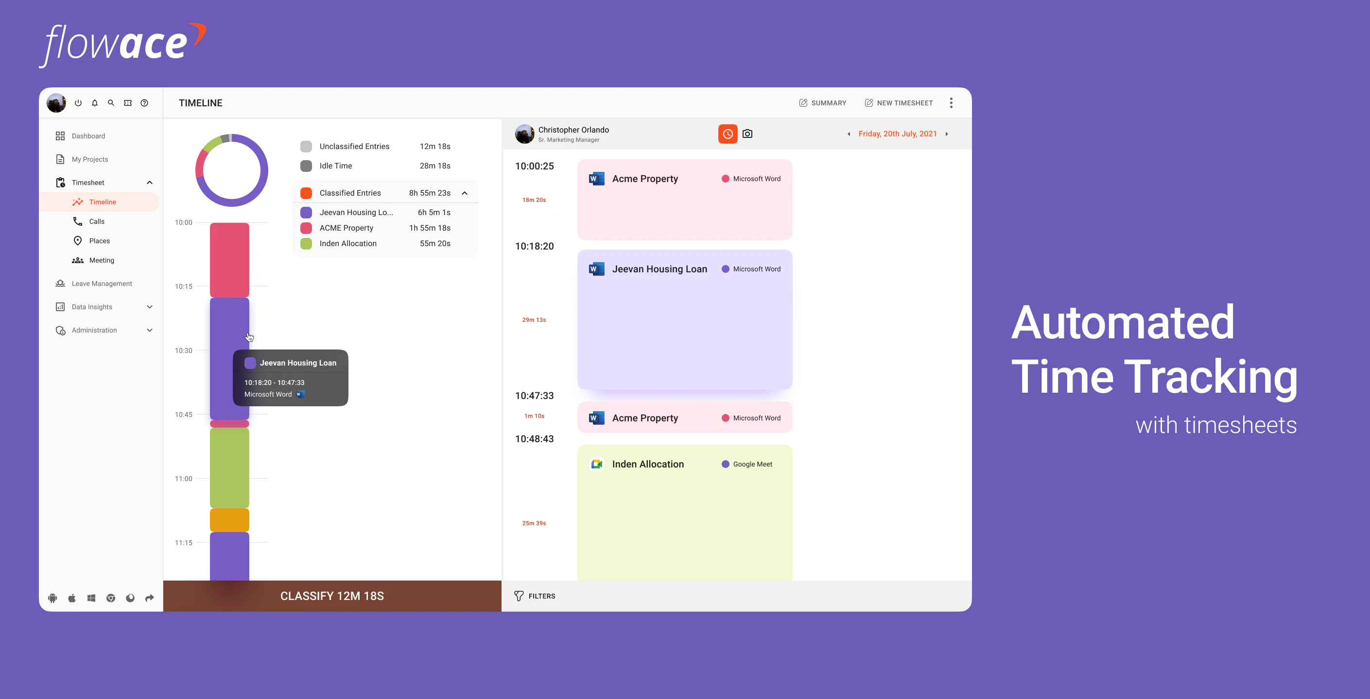 screenshot of Flowace
