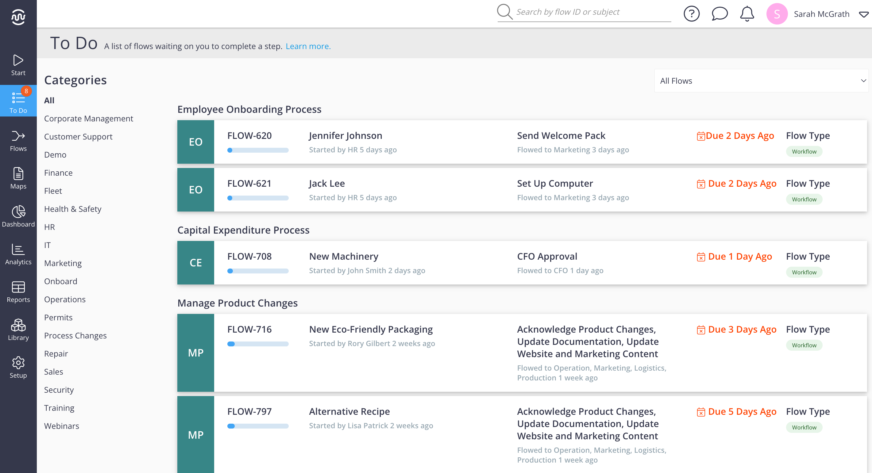 screenshot of Flowingly