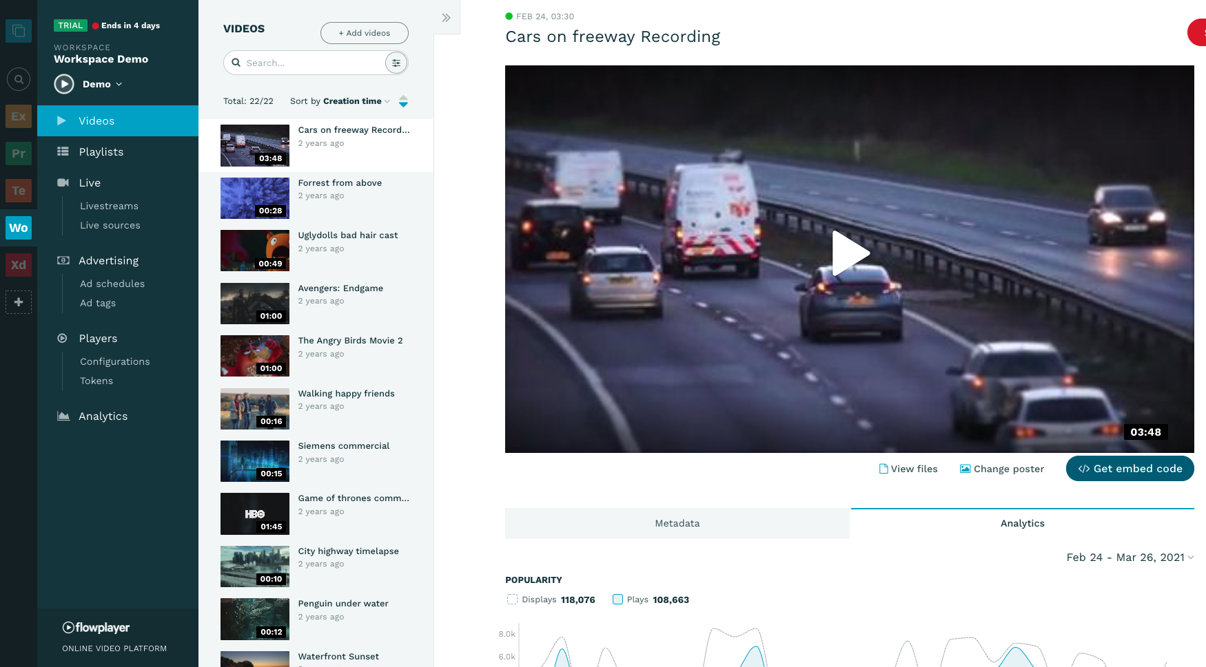 screenshot of Flowplayer