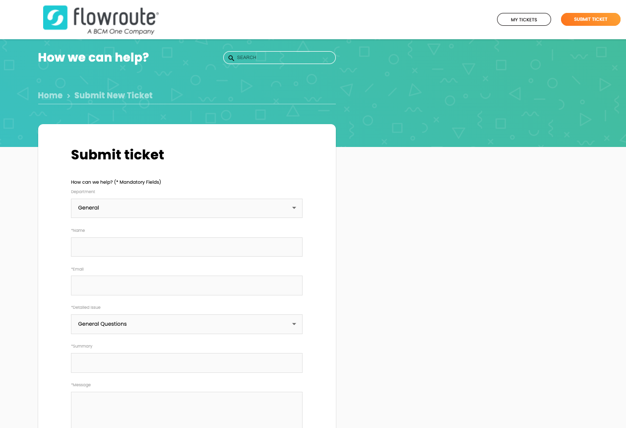screenshot of Flowroute