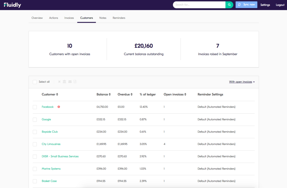 screenshot of Fluidly