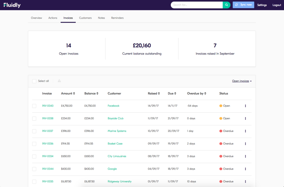 screenshot of Fluidly