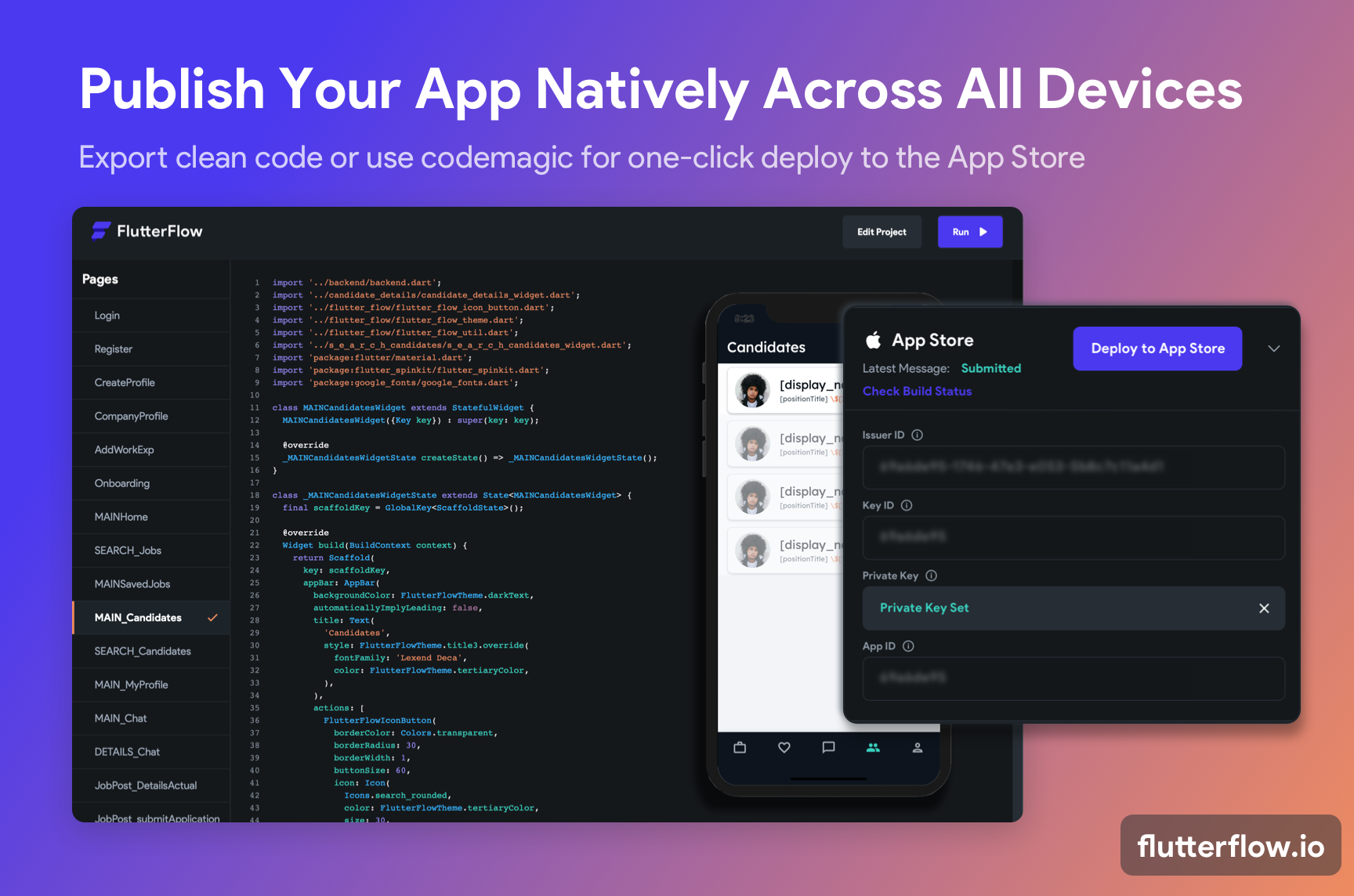 screenshot of FlutterFlow