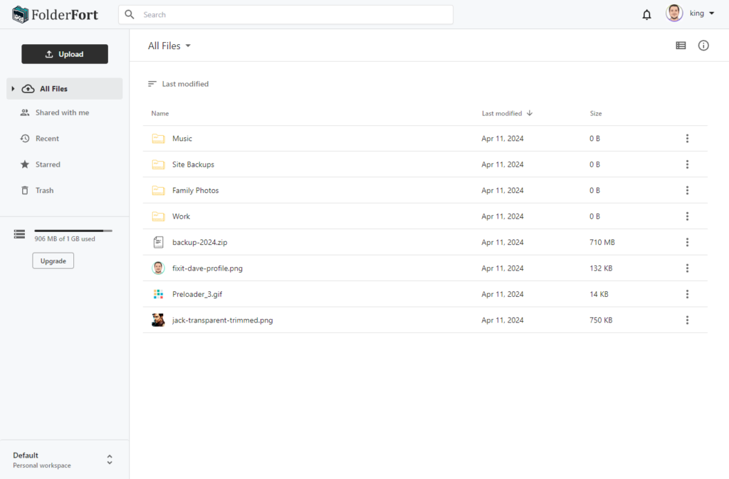 screenshot of FolderFort