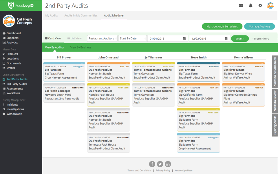 screenshot of FoodLogiQ