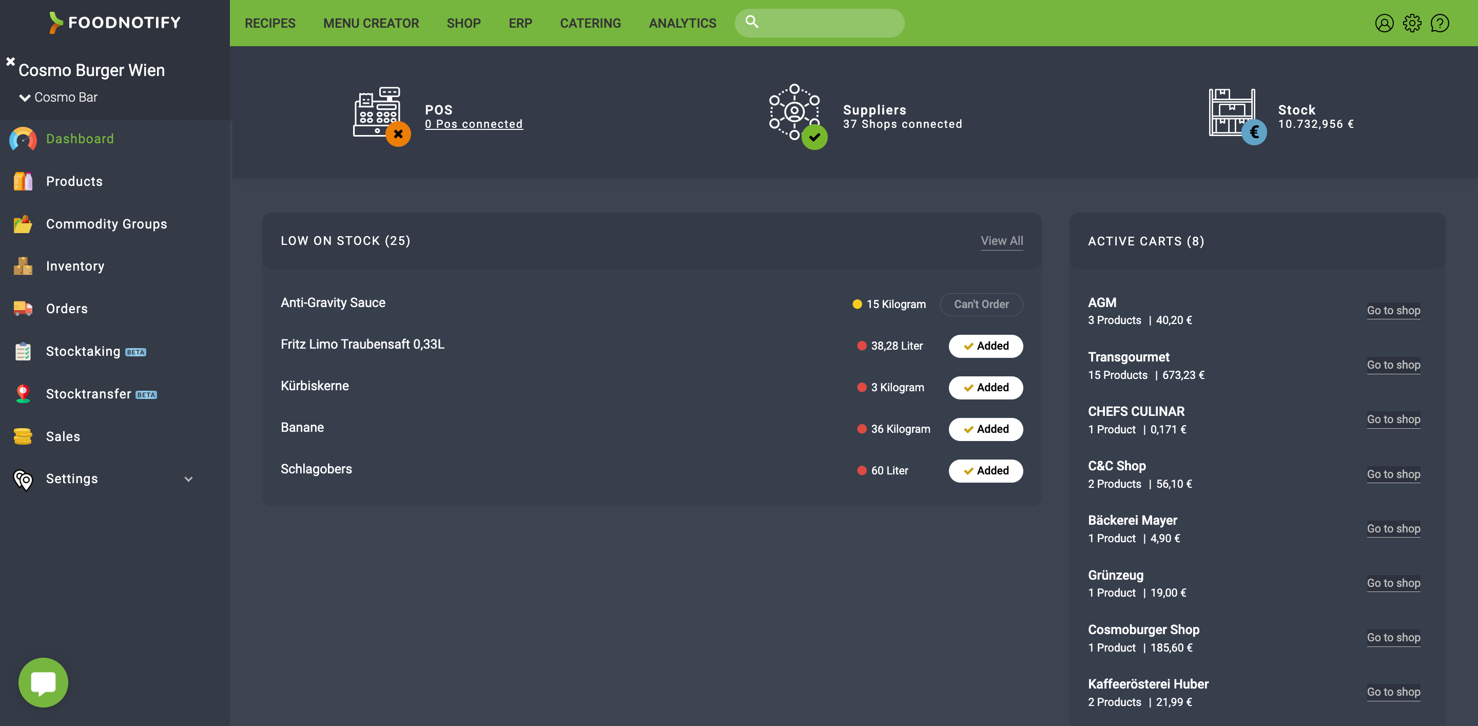 screenshot of FoodNotify
