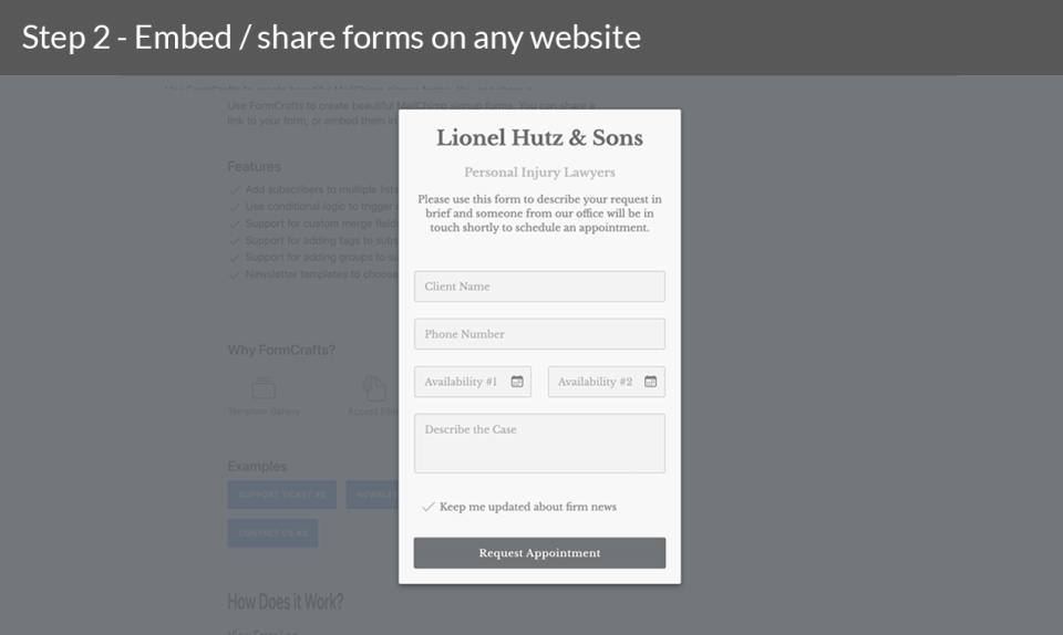 screenshot of FormCrafts