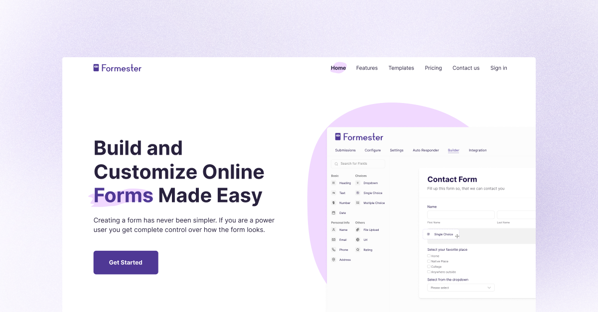 screenshot of Formester