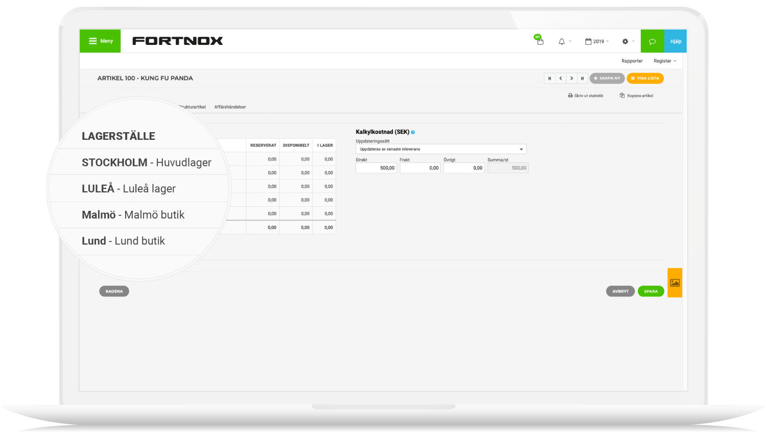 screenshot of Fortnox