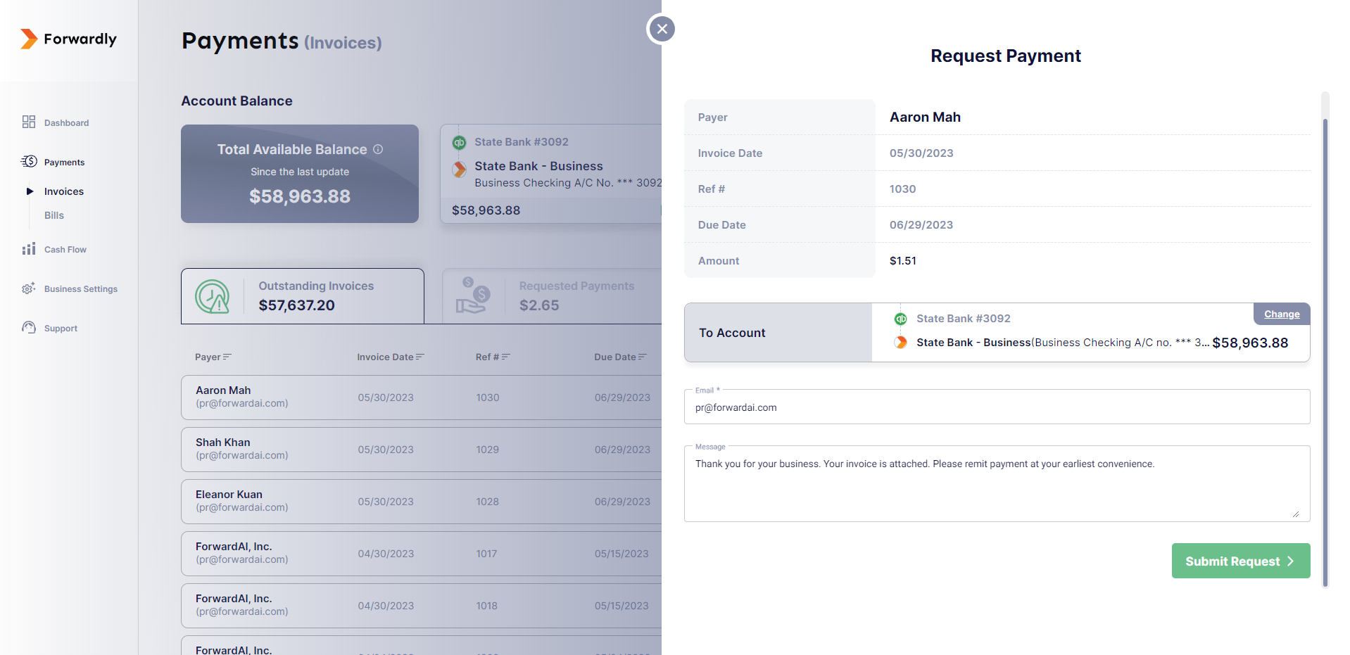 screenshot of Forwardly