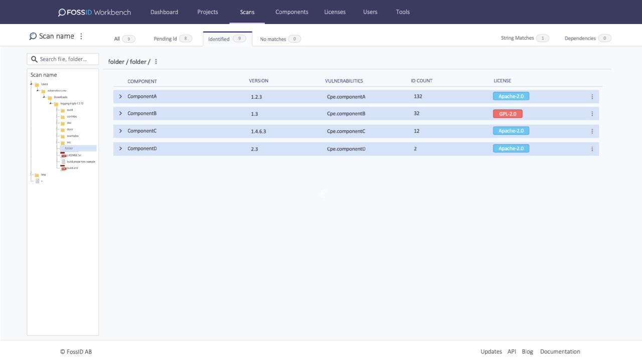screenshot of FossID