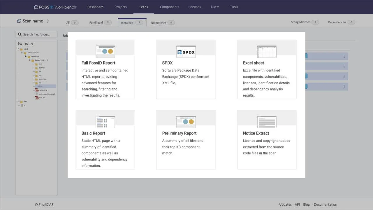 screenshot of FossID