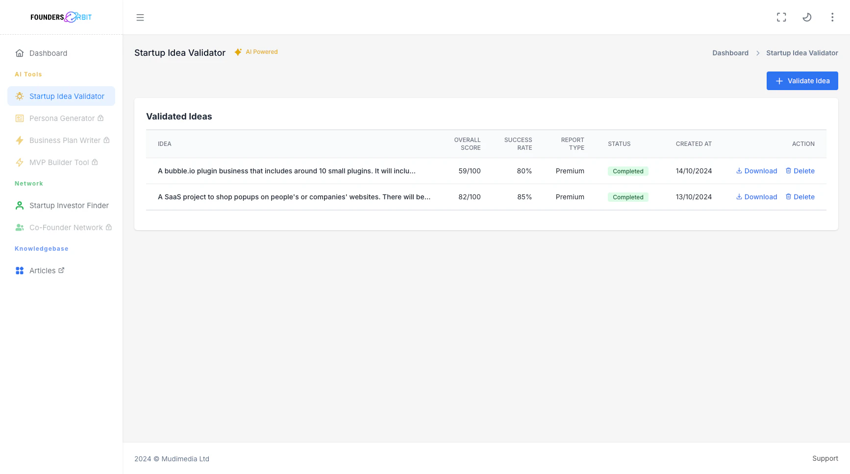 screenshot of FoundersOrbit