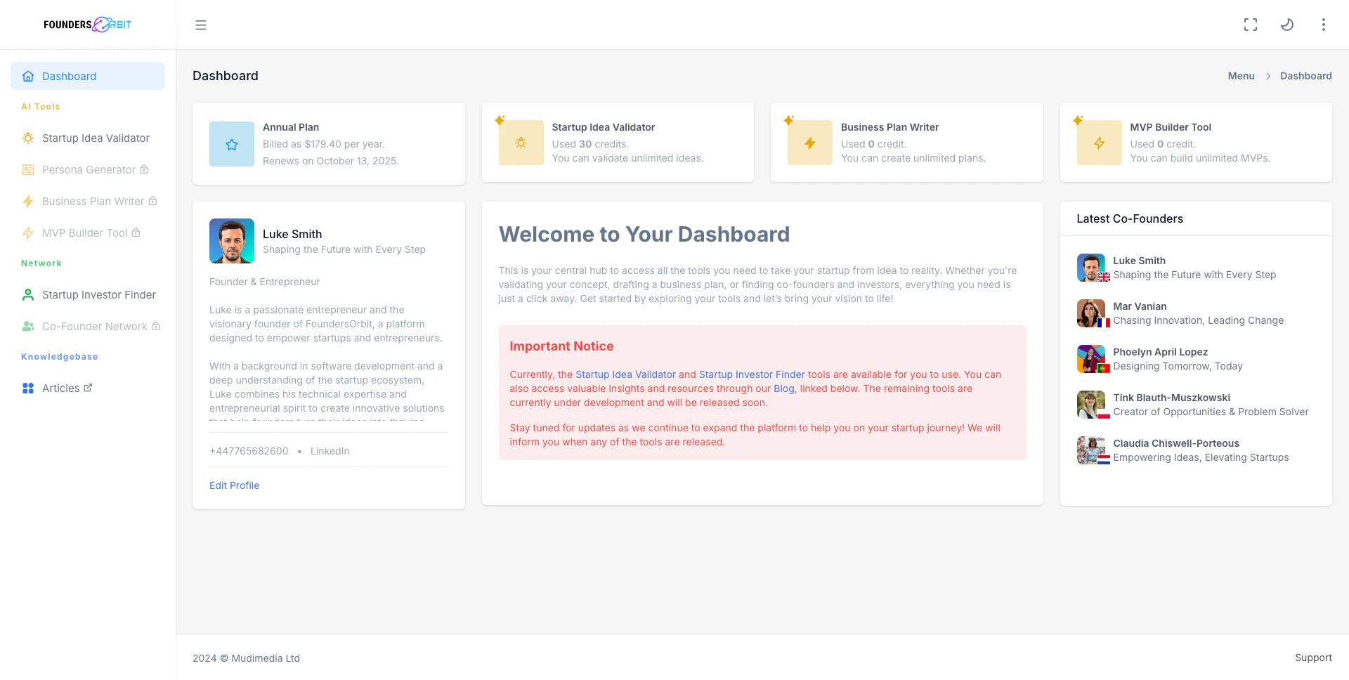 screenshot of FoundersOrbit