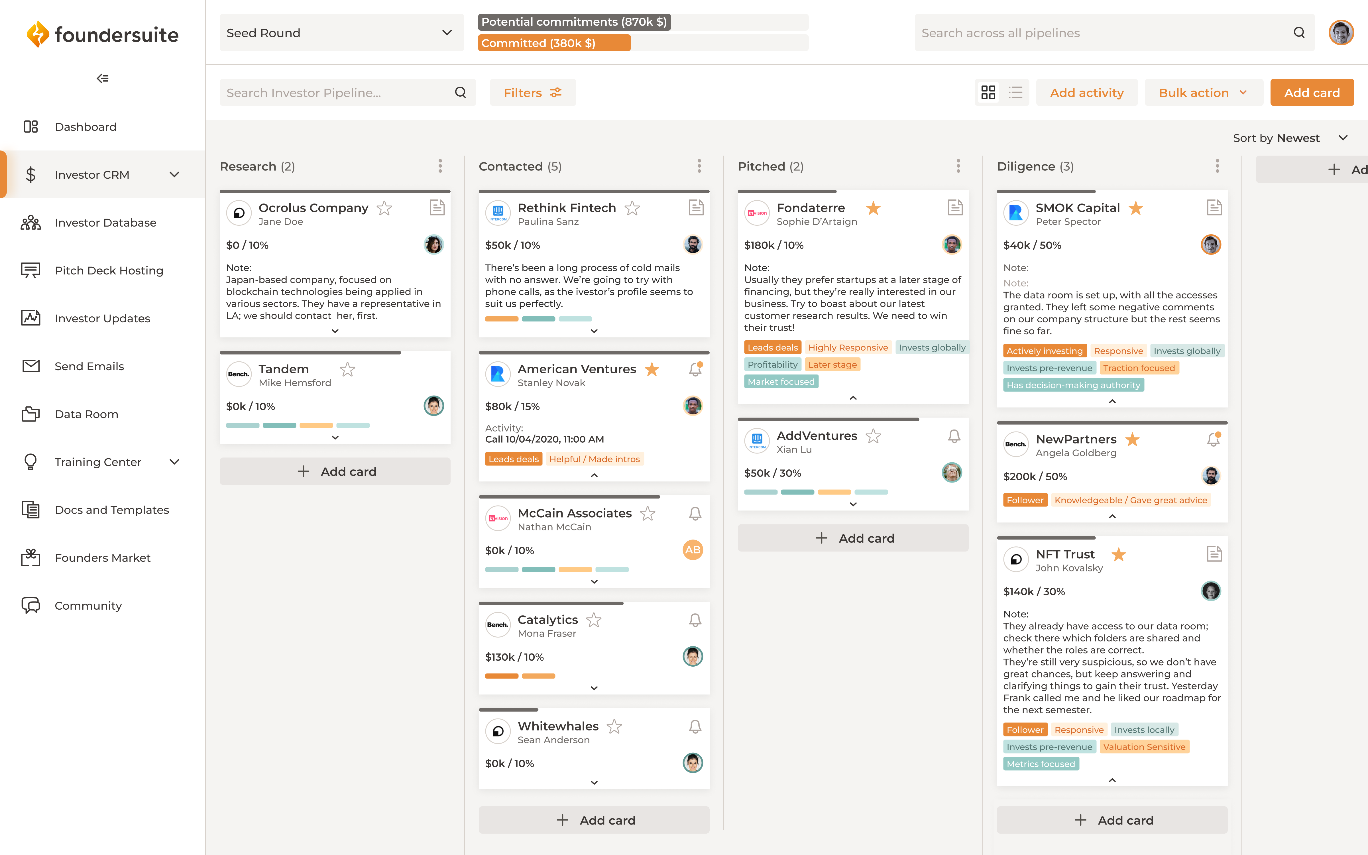 screenshot of Foundersuite