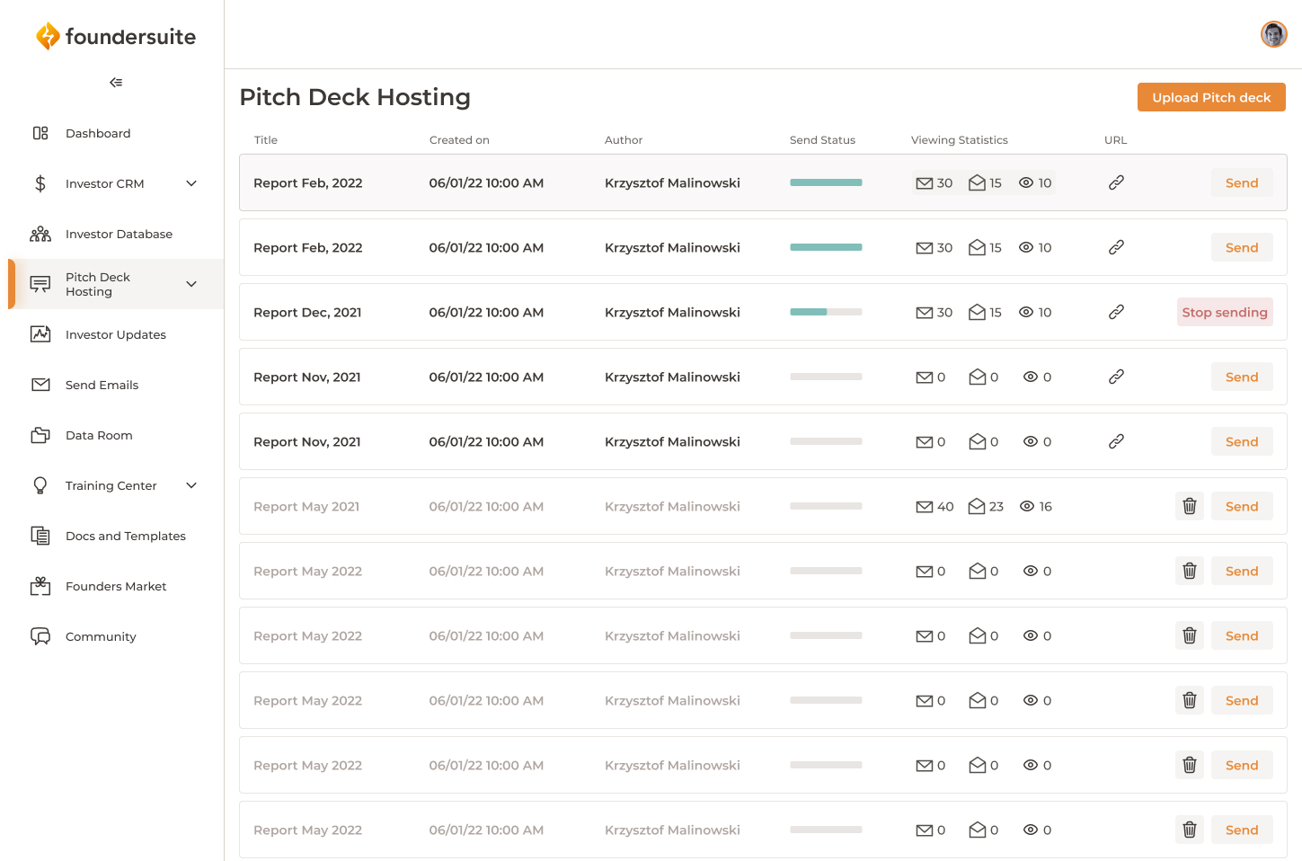 screenshot of Foundersuite
