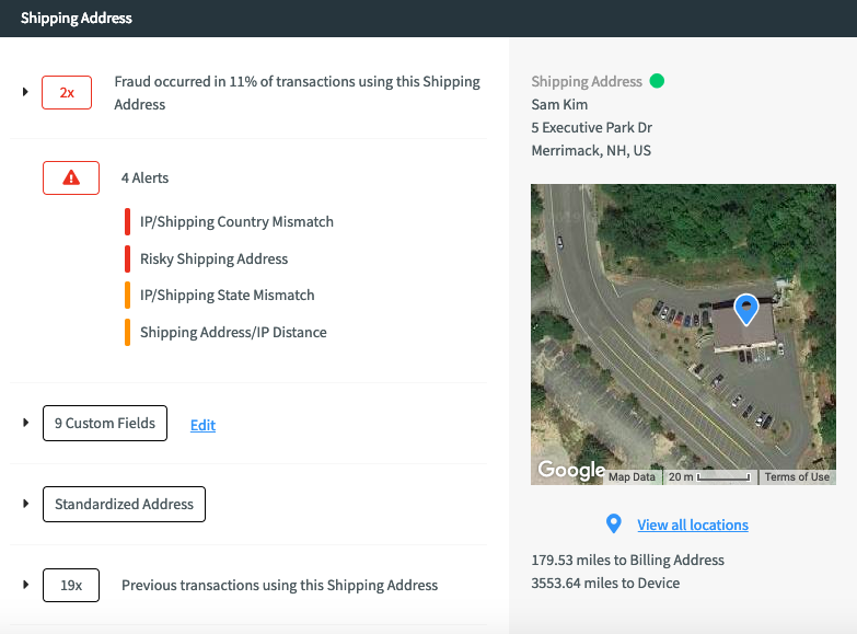 screenshot of FraudNet